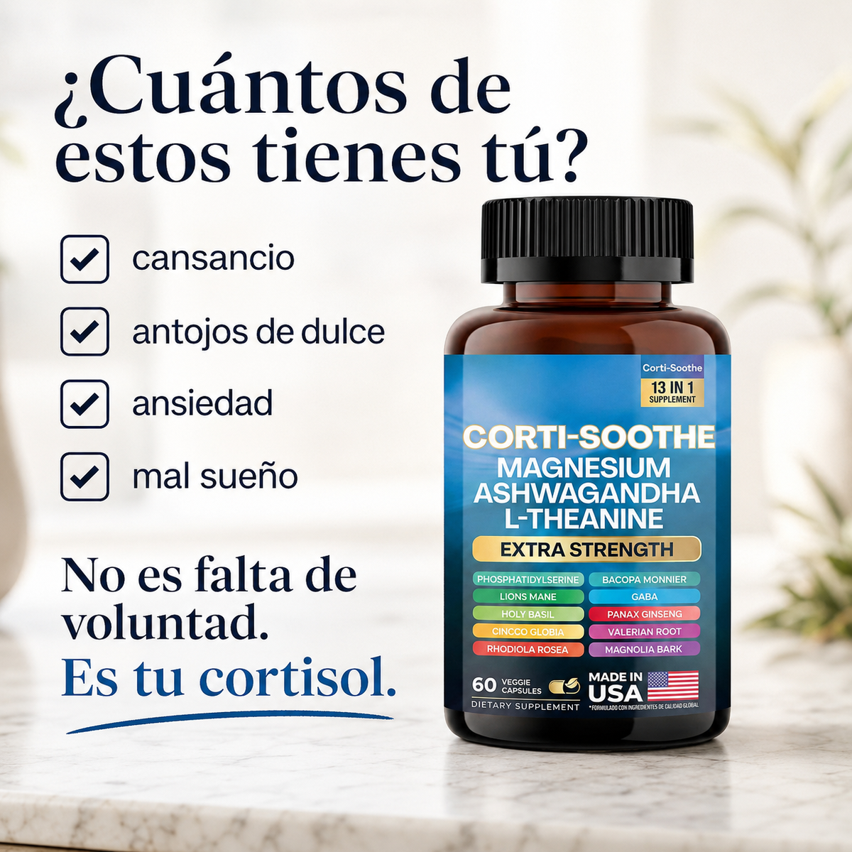 Corti-Soothe · síntomas relacionados con el cortisol